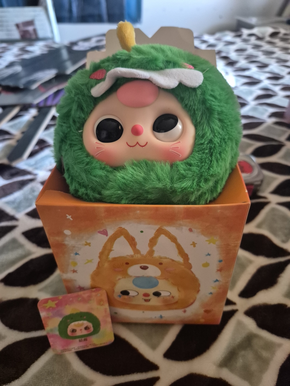 Plush Green Character Stuffed Animal - Cute Fuzzy Doll